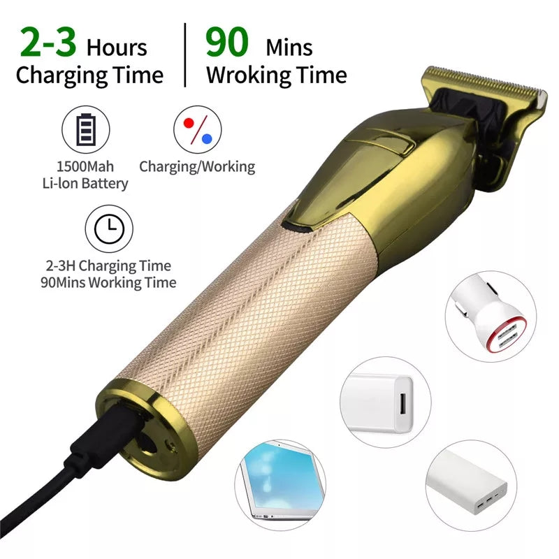 Golden wireless mens hair clipper and beeard trimmer