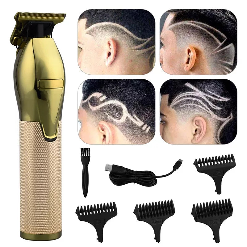 Golden wireless mens hair clipper and beeard trimmer