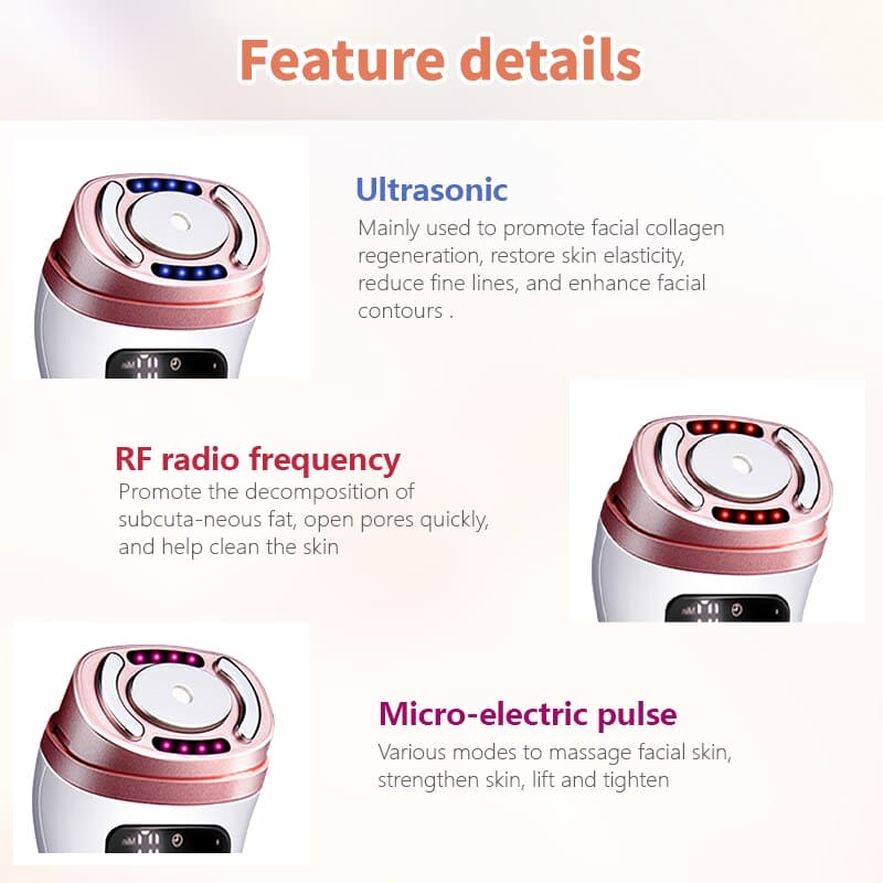 Mini HIFU Machine EMS&RF Ultrasonic Massager for Firming Skin
