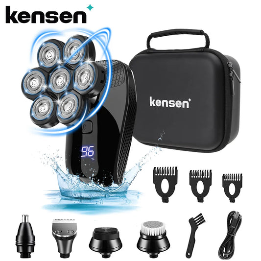 Kensen 5 In 1 Electric Shaver 7D Floating Cutter Head Rechargeable Shaver Kit For Men IPX6 Waterproof Beard Trimmer head shavers