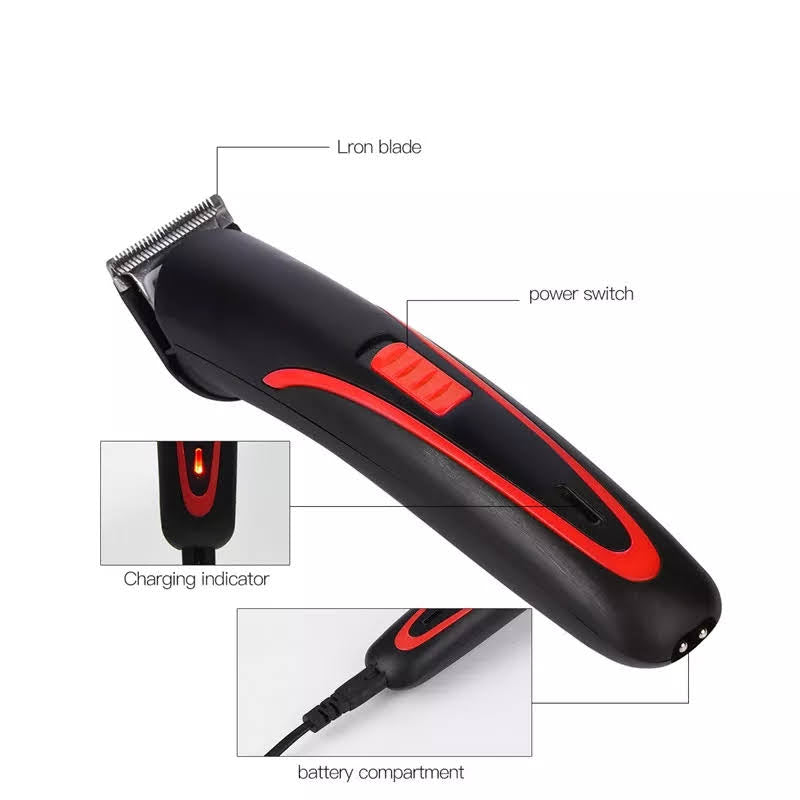 Wireless rechargable hair trimmer-black red