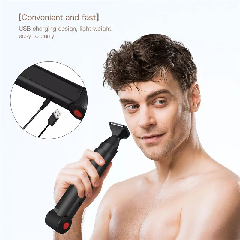 Foldable Electric Back Trimmer For Men Hair Cutting RechargeableLong Handle Whole Body Shaver Razor Blade Hair Cutting Machine kinfo