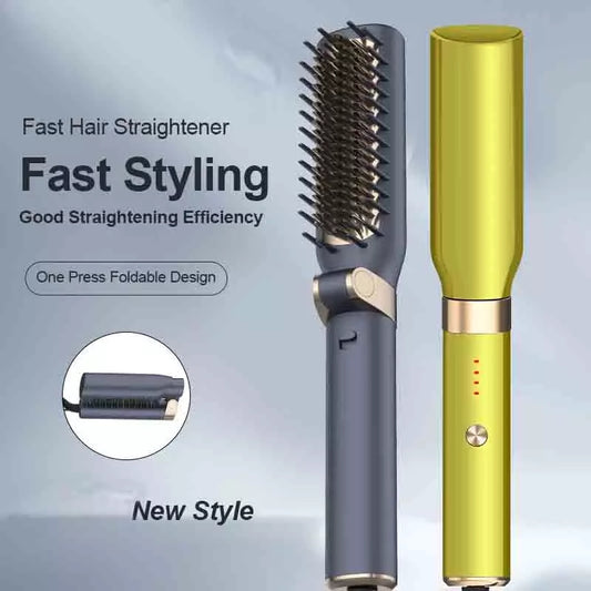 RESUXI Foldable 2 in1 ionic Hair Dryer Brush Hair Straightening Brush Curling comb Hair Waver Hot Fast Heating Anti-Scald Brush