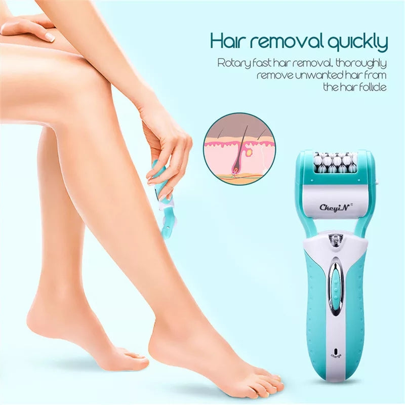 3 In 1 Electric Epilator Women Hair Removal Painless Shaving Foot File Pedicure Tools Machine Female For Face Bikini Body Leg 49