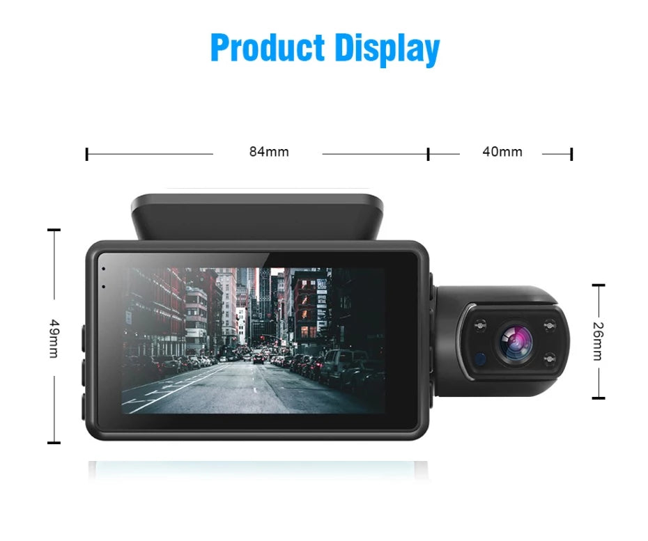 FHD Car DVR Camera Dash Cam Dual Record Hidden Video Recorder Dash Camera 1080P Night Vision Parking Monitoring G-sensor DashCam