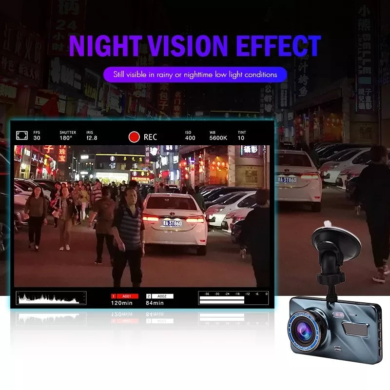 Car DVR Dash Cam Video recorder 3 in 1Rear View Dual Camera Full HD Car Camera 3.6"Cycle Recording Night Vision G-sensor Dashcam