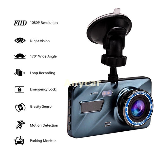 Car Dvr Video Recorder Dash Cam 3 in 1 Rear View Dual Camera Car Recorder Car Camera 3.6" Cycle Recording Night Vision Dashcam