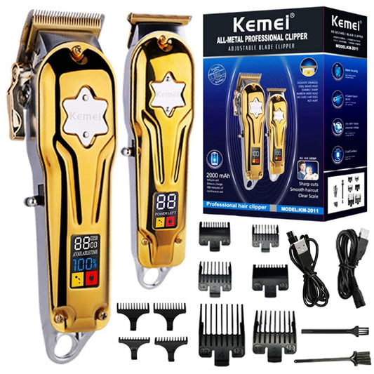 Original kemei full metal combo kit barber hair clipper for men professional electric beard hair trimmer rechargeable haircut