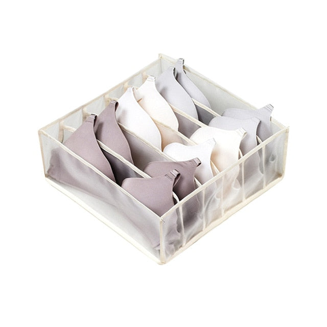 Dormitory closet organizer for socks home separated underwear storage box 7 grids bra organizer foldable drawer organizer