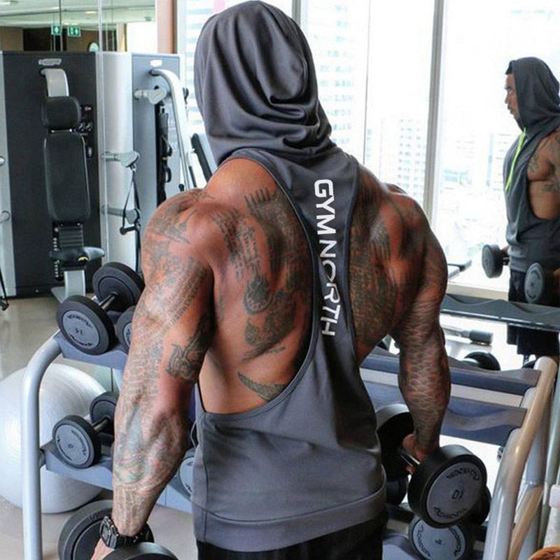 Summer Brand Gyms Clothing Men Bodybuilding Hooded Tank Top Sleeveless Vest Sweatshirt Fitness Workout Sportswear Tops Male