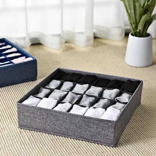 Dormitory closet organizer for socks home separated underwear storage box 7 grids bra organizer foldable drawer organizer