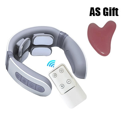 6 Times Electric Neck Massager Intelligent English Broadcast Cervical Massage Neck Pain Relief Tool Relaxation Machine White