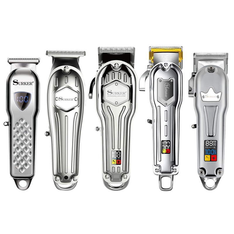 Surker All Metal Hair Clippers Men Cordless Professional Hair Trimmer Maquina Cortar Pelo Haircut LCD Display Hairdresser