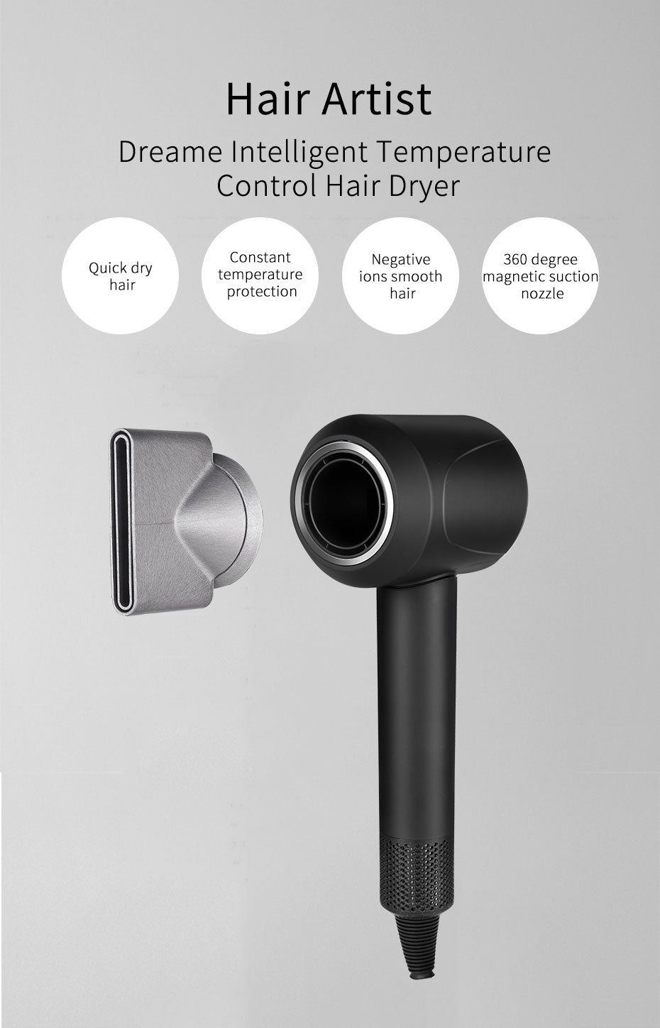 Professional Hair Dryer High Speed Hot &Cold Wind Negative Blow Dryer